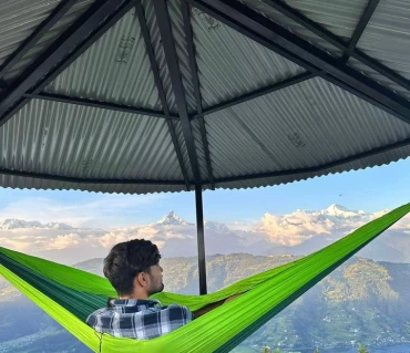 Diwas Subedi with Langtang Gear hammock during camping