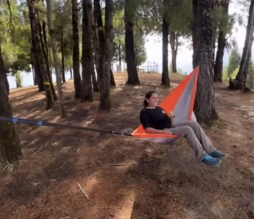 Srizana Sizzu 2 enjoying Langtang Gear hammock outdoors