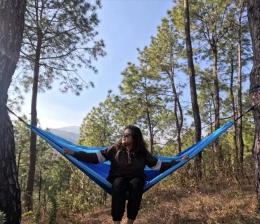 Prabina Khadka with Langtang Gear hammock outdoor adventure