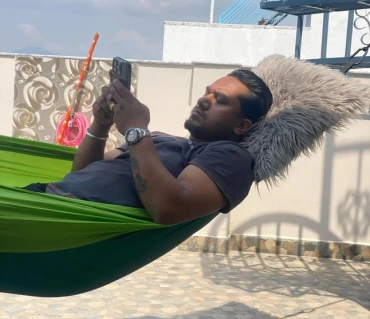 Sanjay 2 camping with Langtang Gear hammock outdoors